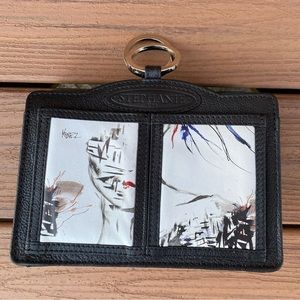 Painted leather clutch black and silver